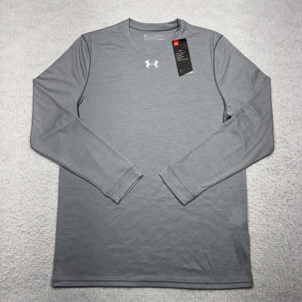 NWT‎ Under Armour Heat Gear Long Sleeve Shirt Gray Loose Men's Size Small